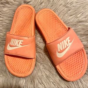 Pink nike slides